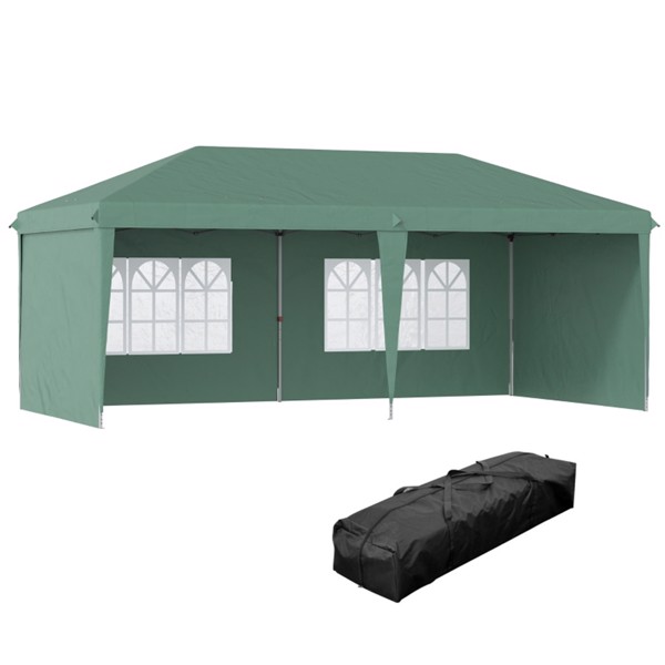 10' x 20' Pop Up Canopy party Tent with 4 Sidewalls , Green -AS