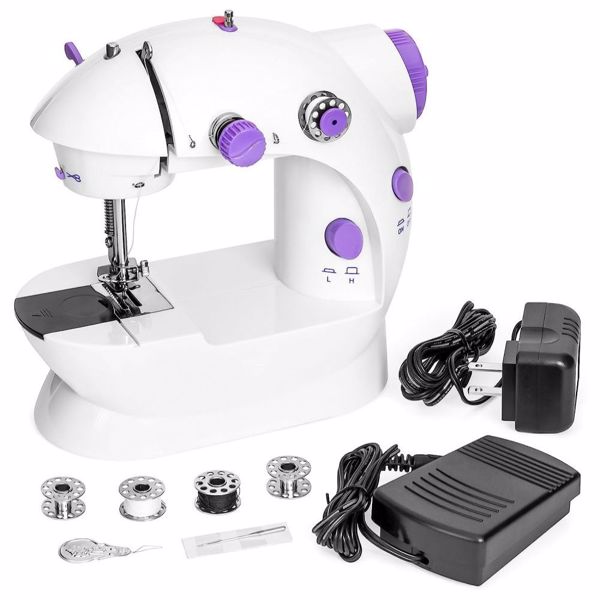 Sewing Machine Process Sewing Machine Portable Household Electric Small Desktop Multifunctional Sewing Machine Manual Sewing Machine White Deep Purple 