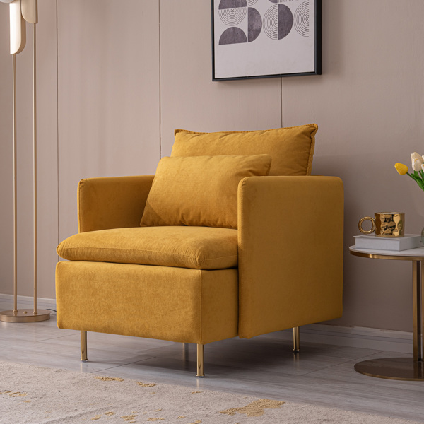Modern fabric accent armchair,upholstered single sofa chair,YELLOW ,Cotton Linen 30.7"