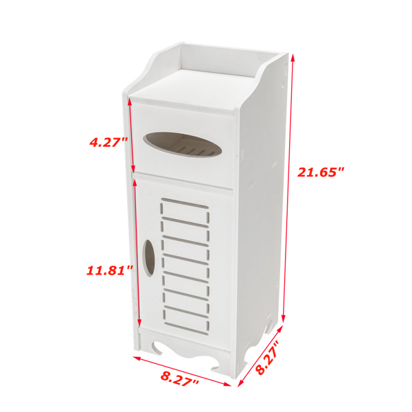 Waterproof Single Door Bathroom Cabinet White