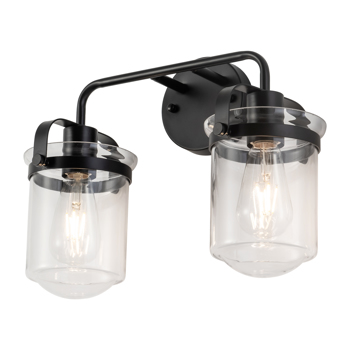 ll Sconces Set of 2 with Clear Glass Shade,Modern ll Sconce, Industrial Indoor ll Light Fixture for Bathroom Living Room Bedroom Over Kitchen Sink,E26 Socket, Bulbs Not Included[Unable to ship on week