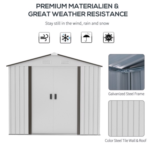 Steel Storage Shed Garden Tool house 7' x 4'  White-AS (Swiship-Ship)（Prohibited by WalMart）