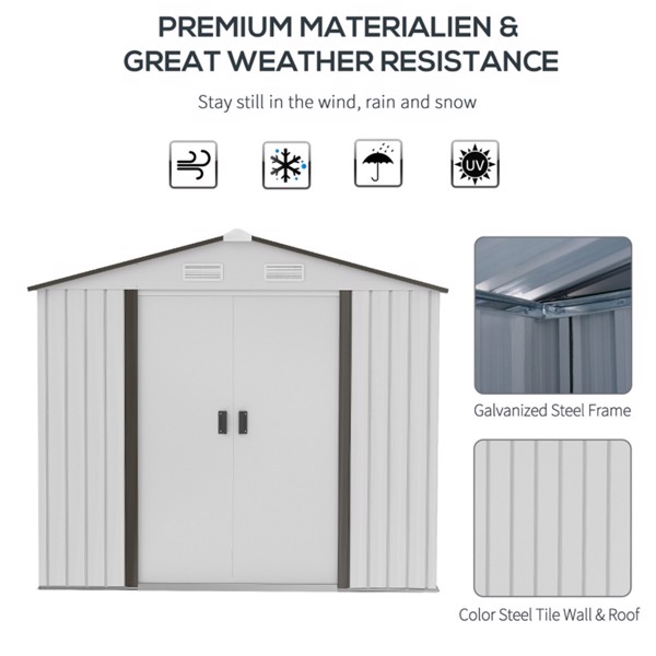 Steel Storage Shed Garden Tool house 7' x 4'  White-AS ( Amazon Shipping)（Prohibited by WalMart）