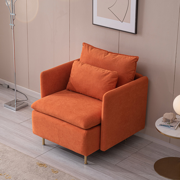 Modern fabric accent armchair,upholstered single sofa chair,Orange ,Cotton Linen 30.7"