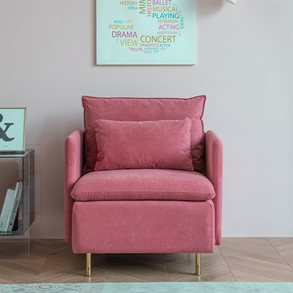 Modern fabric accent armchair,upholstered single sofa chair,PINK ,Cotton Linen 30.7"