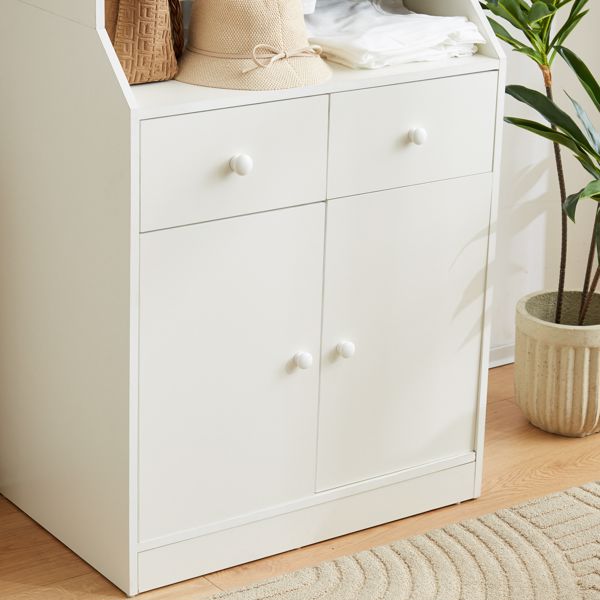 Bedroom Armoire，Wardrobe Armoire Closet, Drawers and Shelves, Handles, Hanging Rod, for Bedroom ，White