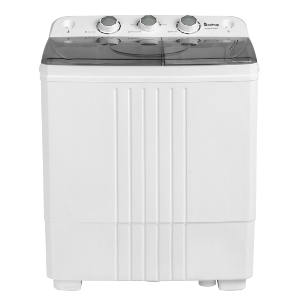 Twin Tub with Built-in Drain Pump XPB45-428S 20Lbs Semi-automatic Twin Tube Washing Machine for Apartment, Dorms, RVs, Camping and More, White&grey US Standard