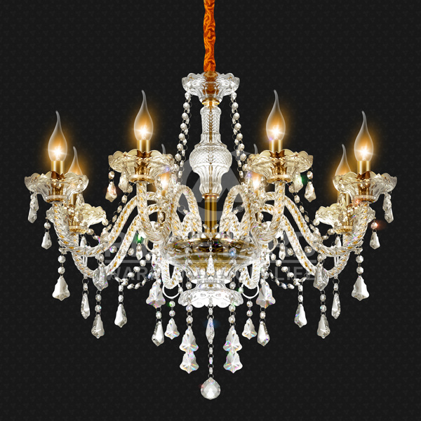 Crystal Ceiling Lamp 8 Lights Gold Crystal Chandeliers Lighting Fixture