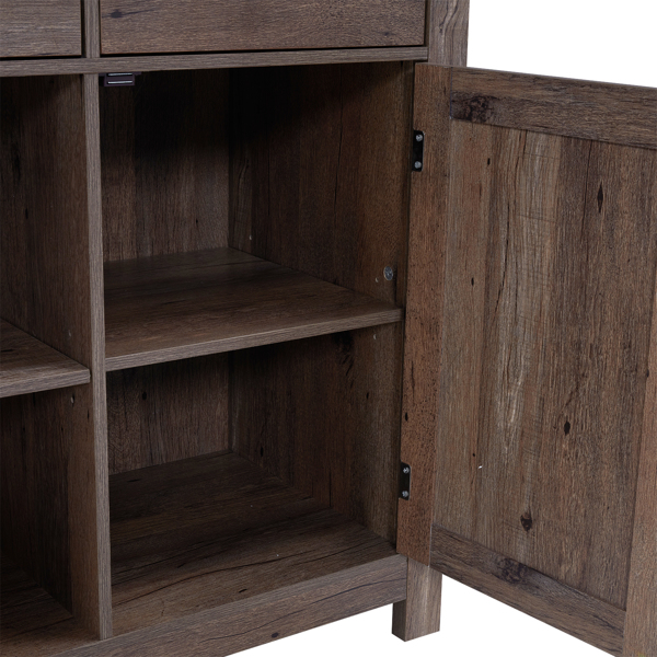 120x40x85cm Vintage With Storage Shelves With Drawers And Compartments Particleboard Triamine Veneer Cabinet Gray