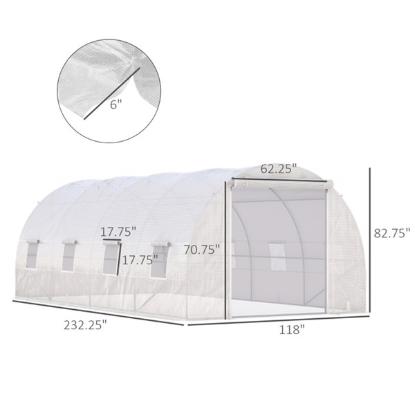 19' x 10' x 7 Steel Frame Walk-In Tunnel Greenhouse Garden Warm House- White-AS ( Amazon Shipping)（Prohibited by WalMart）