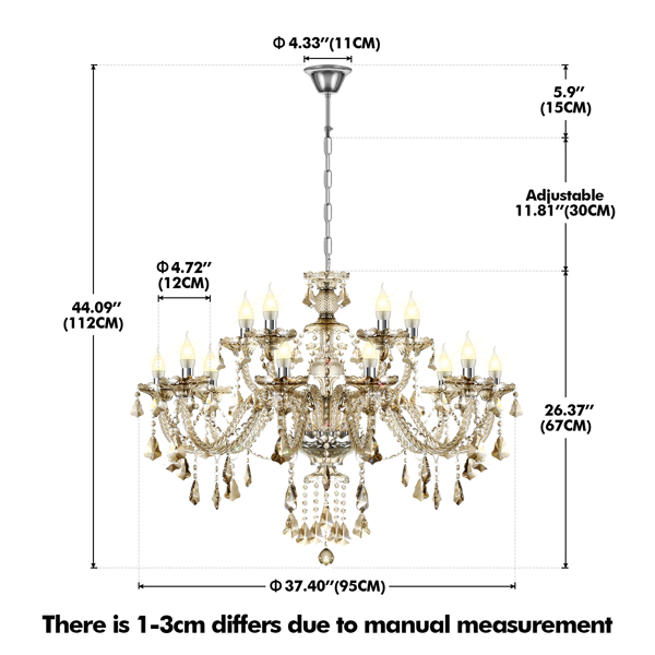 K9 Crystal Chandelier 15 Lights Crystal Ceiling Lamp Lighting Fixture Pendant Lighting【No Shipping On Weekends, Order With Caution】