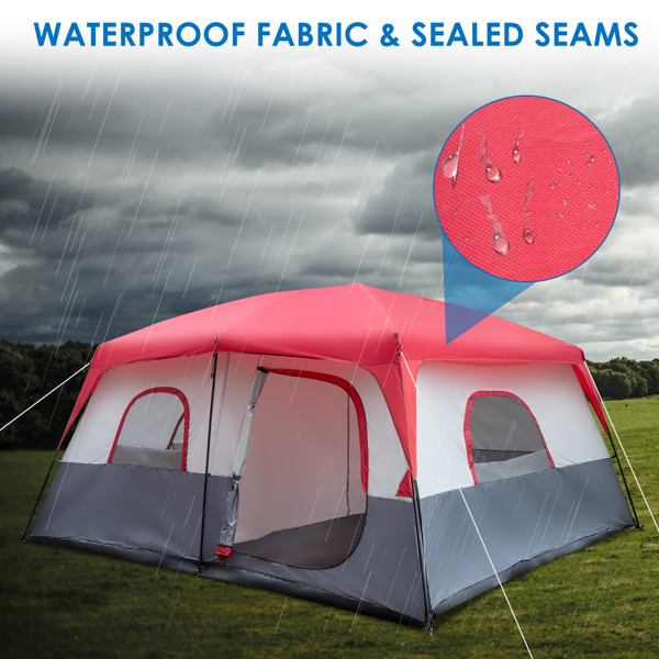 430*430*210cm Polyester Cloth Fiberglass Poles Can Accommodate 14 People Camping Tent Red And White