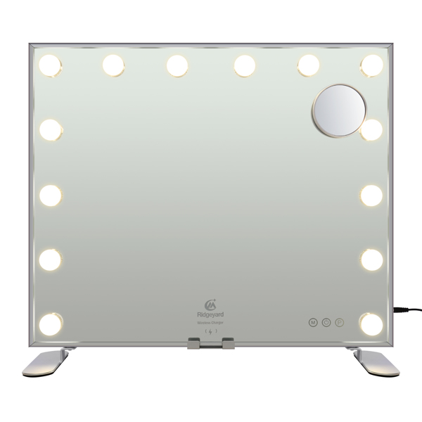 Vanity Mirror with 14 Dimmable Bulbs, 19.7x23.6inch, 3-Color Modes Cosmetic Mirror with 5X Magnification, USB/Type-C Output, Touch Control for Bedroom Bathroom Makeup Desk