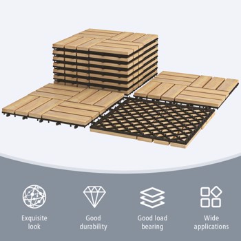 10 Pieces 12 x 12  Inch Acacia Wood  Interlocking Check Deck Tiles (Swiship-Ship)（Prohibited by WalMart）