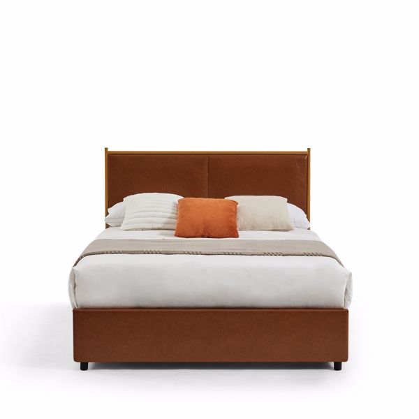 Classic steamed bread shaped backrest, metal frame, solid wood ribs, with four storage drawers, sponge soft bag, comfortable and elegant atmosphere, coffee
