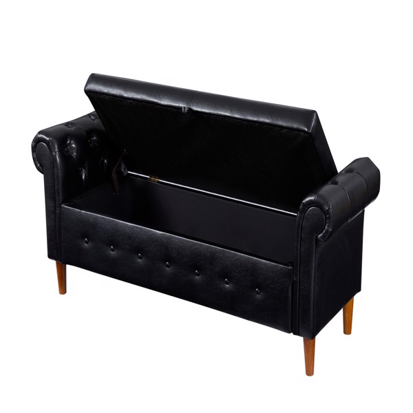 Multifunctional Storage Rectangular Sofa Stool- Black