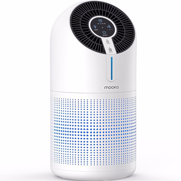 MOOKA Air Purifiers for Home Large Room 1095ft², H13 HEPA Filter Air Cleaner with USB Cable for Pets Smokers Remove Pollen Dust Smoke Dander for Bedroom Office (WALMART, TEMU, TIKTOK 禁售,FBA发货）