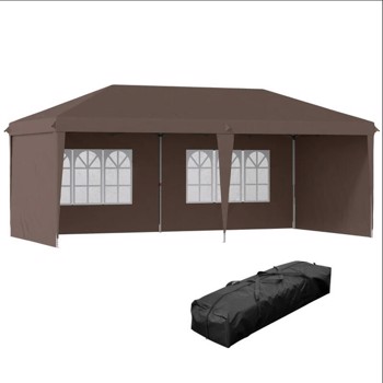 Pop Up Canopy party Tent with 4 Sidewalls 10\\' x 20\\' , Coffee-AS (Swiship-Ship)（Prohibited by WalMart）