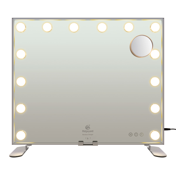 Vanity Mirror with 14 Dimmable Bulbs, 19.7x23.6inch, 3-Color Modes Cosmetic Mirror with 5X Magnification, USB/Type-C Output, Touch Control for Bedroom Bathroom Makeup Desk