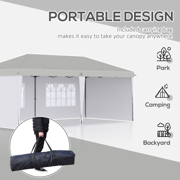 10' x 20' Pop Up Canopy party Tent with 4 Sidewalls , White-AS