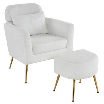 Half Disassembled Single Chair With Gold Feet And Pedals Teddy Velvet Indoor Leisure Chair Beige