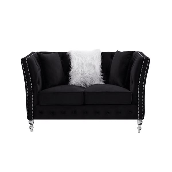 Black, Velvet, 2+3 Seat Sofa Set, Cushion Combination Lounge Sofa, Deep Tufted Button Luxury Sofa for Living Room(LTL delivery time is relatively long, please provide a real phone number)
