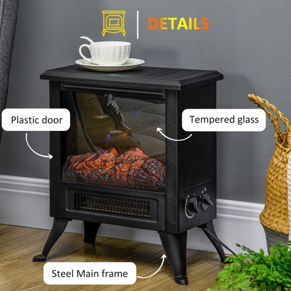 Electric Fireplace Heater LED Flame Fireplace Stove BLACK-AS (Swiship-Ship)（Prohibited by WalMart）
