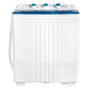 Twin Tub with Built-in Drain Pump XPB45-428S 20Lbs Semi-automatic Twin Tube Washing Machine for Apartment, Dorms, RVs, Camping and More, White&Blue US Standard