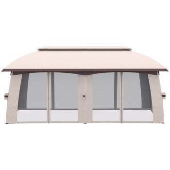 Outdoor Patio Gazebo 10\\' x 20\\' Gazebo Canopy Shelter with Netting Beige-AS (Swiship-Ship)（Prohibited by WalMart）