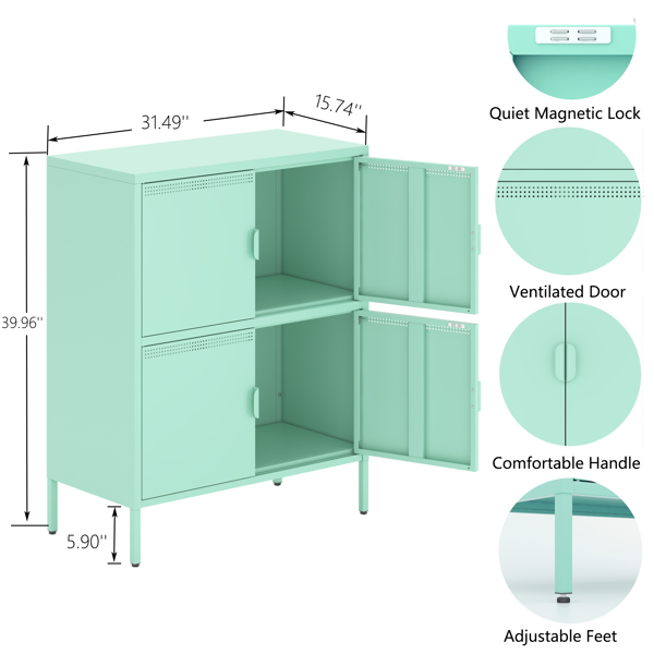 4 Door Metal Accent Storage Cabinet for Home Office,School,Garage