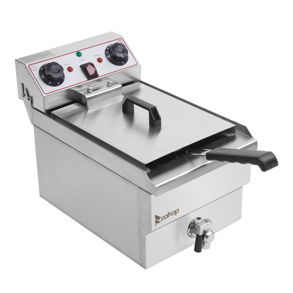 【Replace the old encoding 55201313】EH101V 8.5QT/8L Total Capacity 12.5qt/11.8l Stainless Steel Faucet Single Tank Deep Fryer 1700W Max (8L Large Fryer Blue / Large Handle) 
