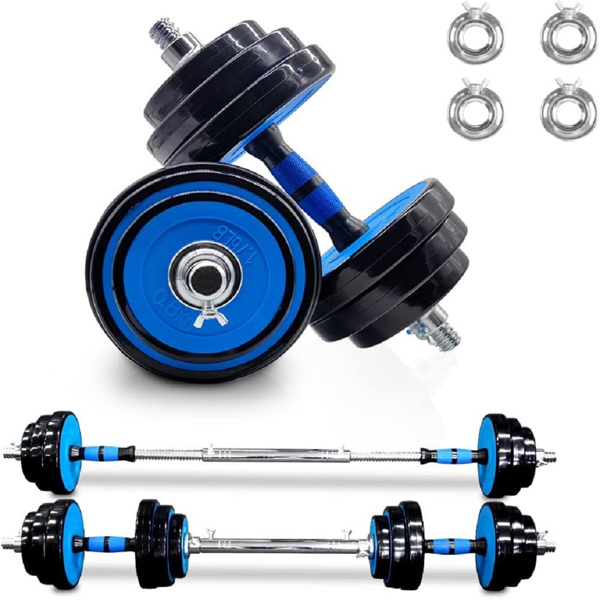 Adjustable Weights Dumbbells Set of 2, 44Lbs 2 in 1 Exercise & Fitness Dumbbells Barbell Set for Men Women