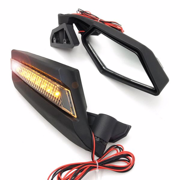 Rear Racing Side Mirrors LED Light For Can Am Maverick X3 Max Turbo R 17-23