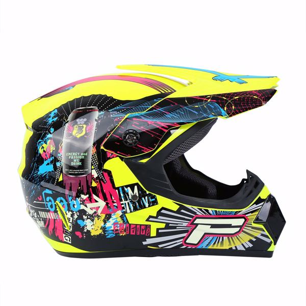 Adult Offroad Helmet Motocross Helmet Dirt Bike ATV Motorcycle Helmet Gloves Goggles Compliant with FMVSS 218 Yellow S