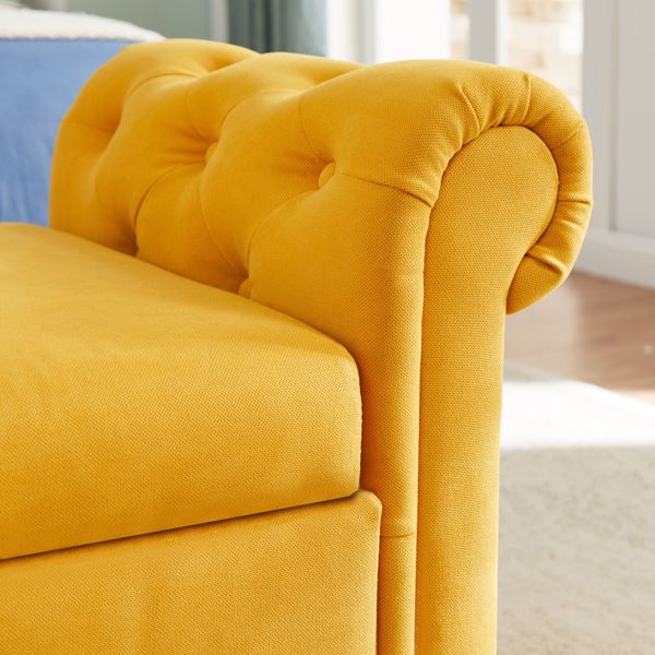 Multifunctional Storage Rectangular Sofa Stool- Yellow