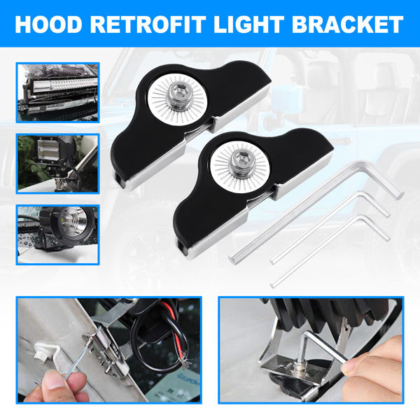 2PCS/SET Lights Mounting Brackets Universal Car Hood Light Mounting Brackets