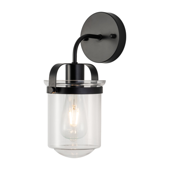 1-Light ll Lamp with Clear Glass Shade，Modern ll Sconce， Industrial Indoor ll Light Fixture for Bathroom Living Room Bedroom Over Kitchen Sink，E26 Socket,[bulb not included][Unable to ship on weekends