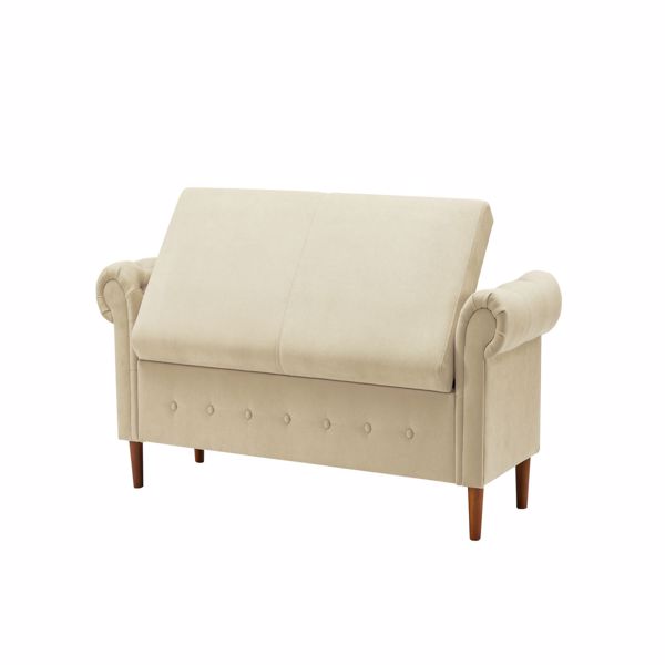 Multifunctional Storage Rectangular Sofa Stool-Beige