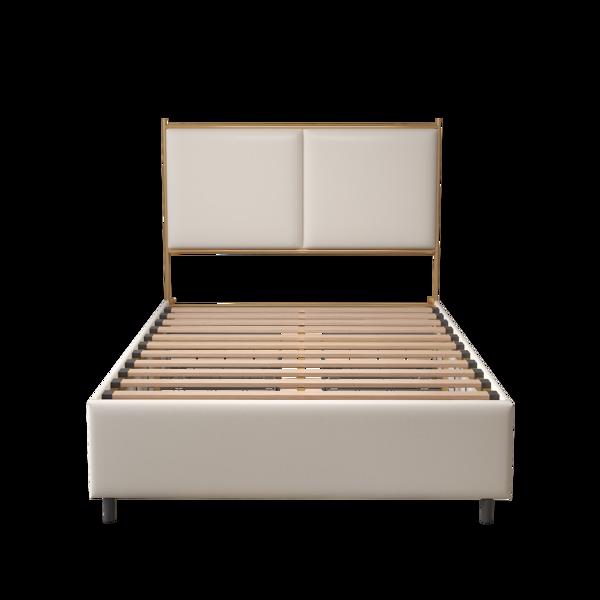 Classic steamed bread shaped backrest, metal frame, solid wood ribs, with four storage drawers, sponge soft bag, comfortable and elegant atmosphere, white