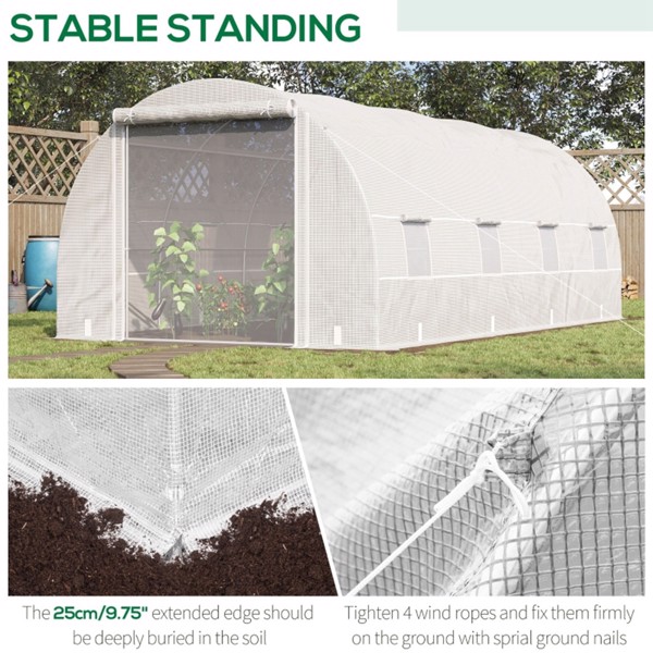 19' x 10' x 7 Steel Frame Walk-In Tunnel Greenhouse Garden Warm House- White-AS (Swiship-Ship)（Prohibited by WalMart）