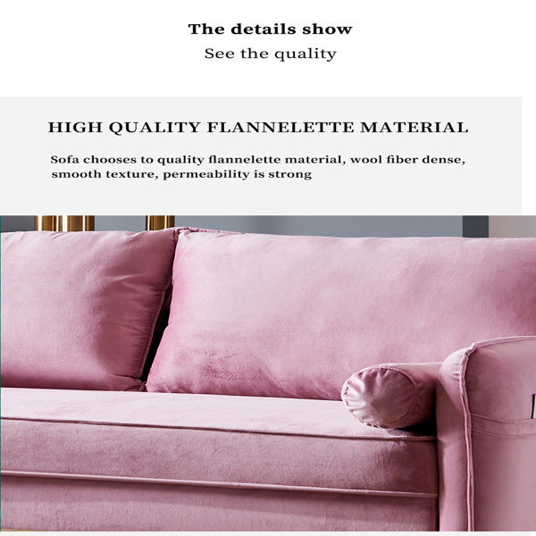 Velvet Fabric sofa with pocket-71‘’pink