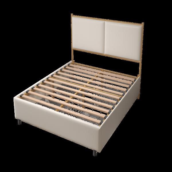 Classic steamed bread shaped backrest, metal frame, solid wood ribs, with four storage drawers, sponge soft bag, comfortable and elegant atmosphere, white