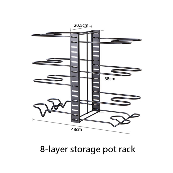 Kitchen Multifunctional Storage Rack, 8-layer Adjustable Storage Pot Rack