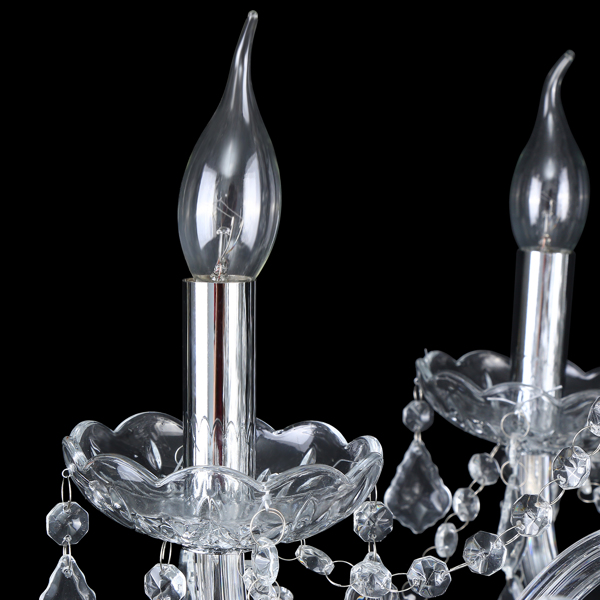 6 Lights Crystal Chandelier Elegant Pendant Fixture Glass Ceiling Lighting Lamp