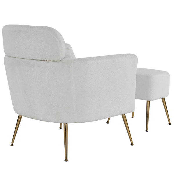 Half Disassembled Single Chair With Gold Feet And Pedals Teddy Velvet Indoor Leisure Chair Beige