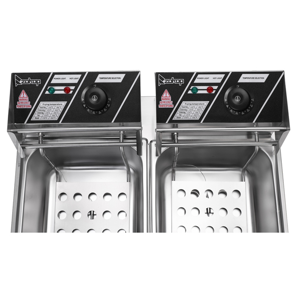 【Replace the old encoding 26280116】EH82 5000W MAX 110V 12.7QT/12L Stainless Steel Double Cylinder Electric Fryer US Plug