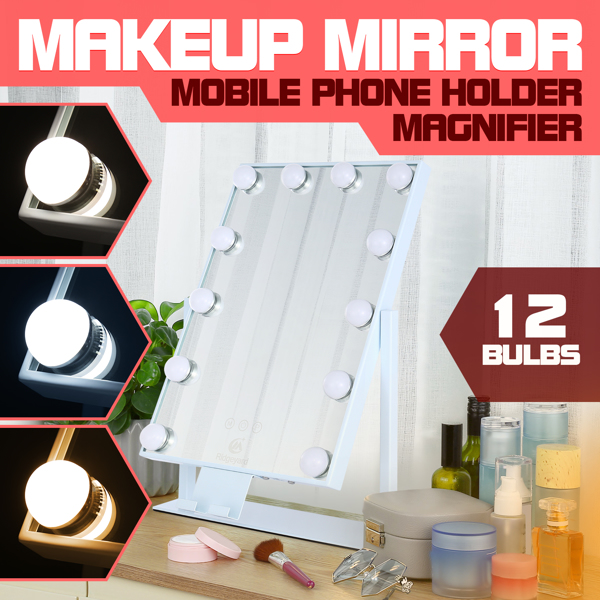 Hollywood Vanity Mirror Makeup Mirror with Dimmable lights 12 LED Bulbs