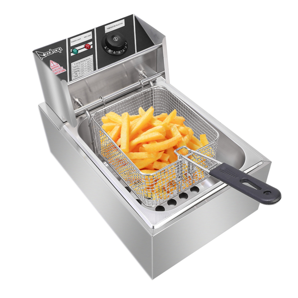 【Replace the old encoding 96137619】EH81 2500W MAX 110V 6.3QT/6L Stainless Steel Single Cylinder Electric Fryer US Plug 
