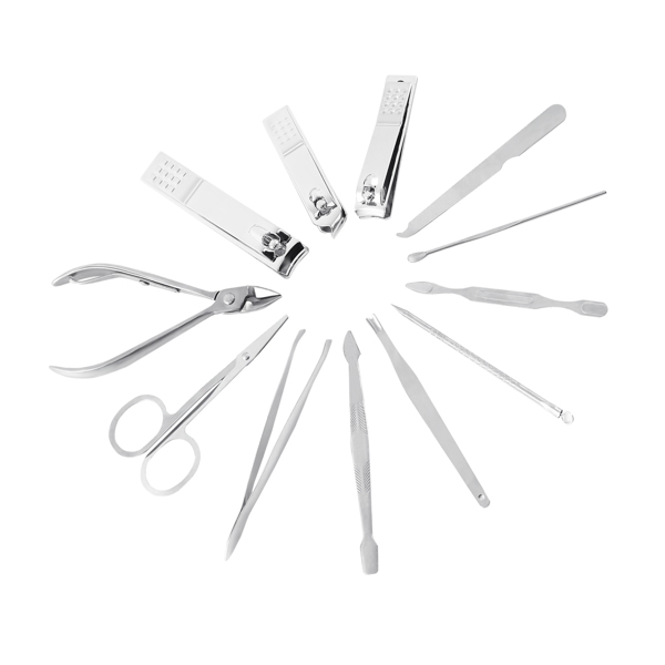  12pcs Nail Clippers Manicure Pedicure Kits Stainless Steel Cuticle Scissors Tweezer Manicure Beauty Tools Travel