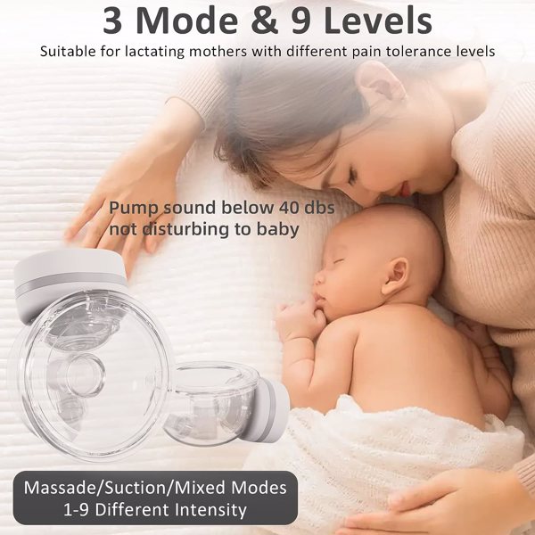 Breast Pump Hands Free, 3 Modes&9 Levels Wearable Pumps for Breastfeeding, Hand Free Breast Pump Portable of Comfortable Suction (2 Pack)